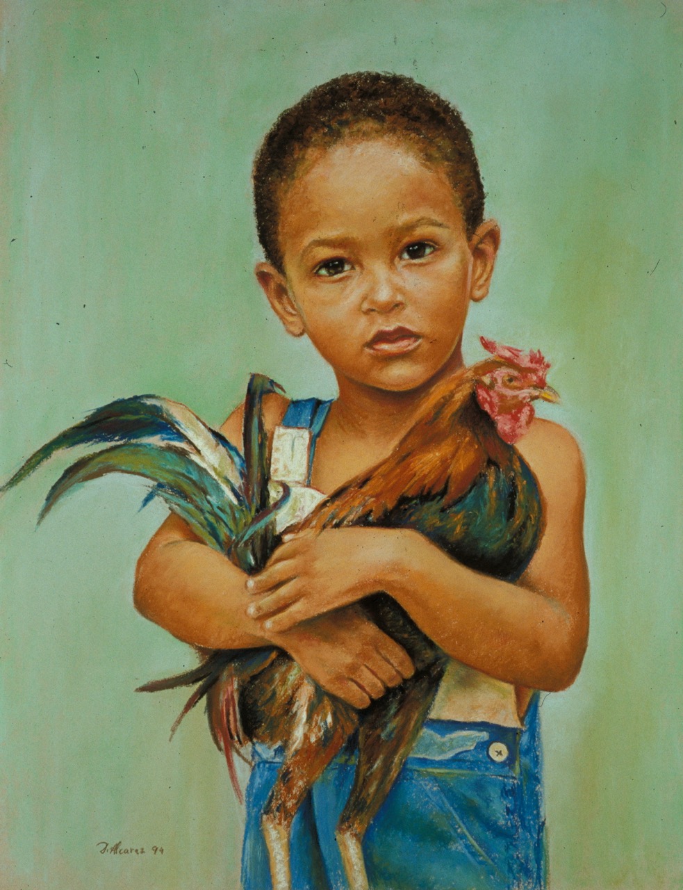 Contemplative woman pastel portrait by Dhyana Alcaraz